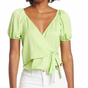 Elegant Lime Green Wrap Blouse